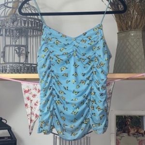 Butterfly Ruched Tank Top Soft Y2K 90s Cottagecore Shabby Chic Bratz